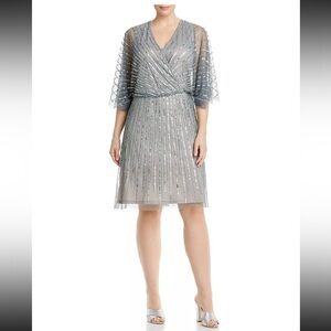 Adrianna Papell Silver Beaded Dress